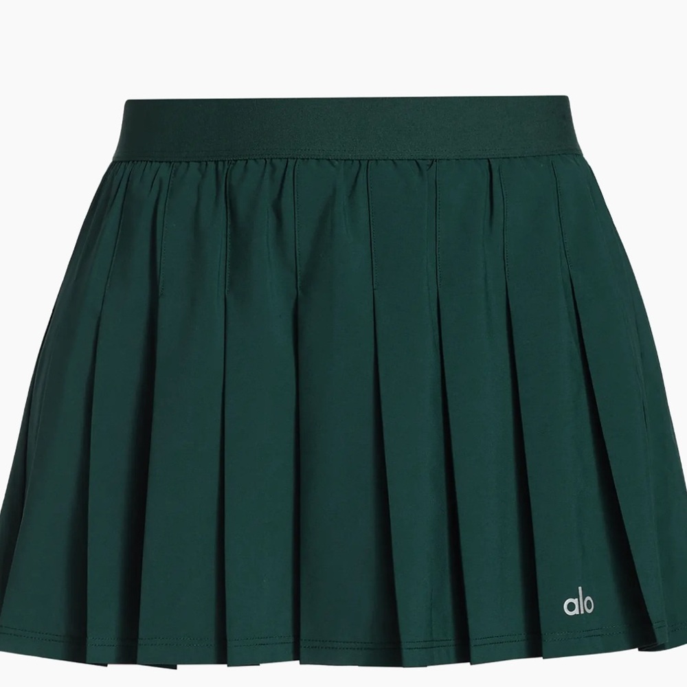 ALO Yoga Dark Green Pleated Mini Skirt